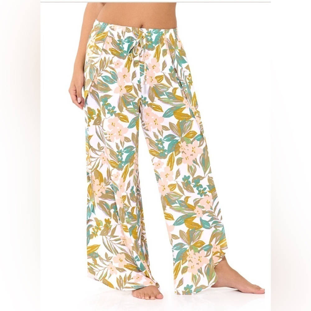 NWT WNS Fresh Water Tropical Swim Slide Slit Pants Sz Large